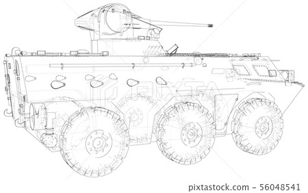 Blueprint Military vehicle. EPS10 format. Vector created of 3d 56048541