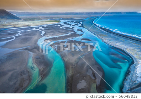 Aerial view South-Eastern Iceland. Overwhelming Aerial view South-Eastern Iceland. Overwhelming 56048812