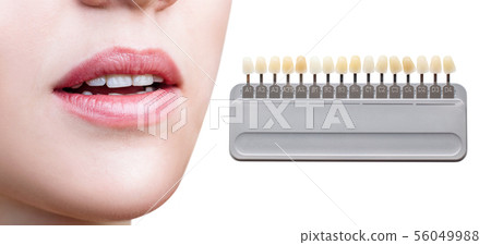 Collage of teeth palette with whitening female teeth. 56049988
