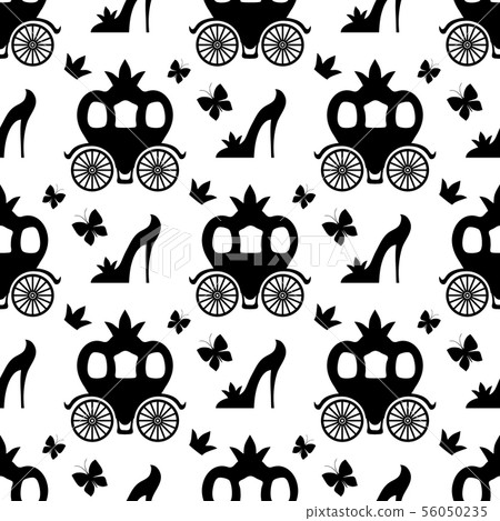 Fairytale seamless pattern with shoes and butterflies 56050235