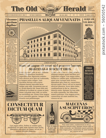 Vintage newspaper vector template with newsprint text 56050542