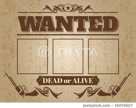 Vintage wanted western poster with blank space for criminal photo 56050607