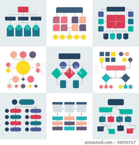 Flowchart schemes and hierarchy diagrams. Workflow chart vector elements 56050727