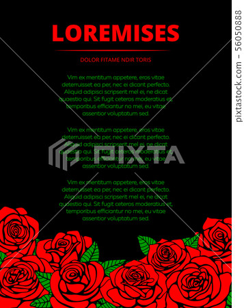 Black poster with red roses and green leaves Black poster with red roses and green leaves 56050888