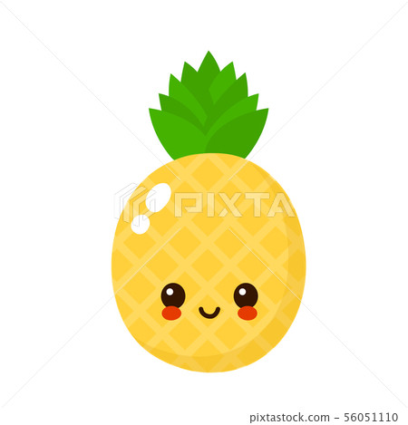 Happy cute smiling pineapple face - Stock Illustration [56051110] - PIXTA