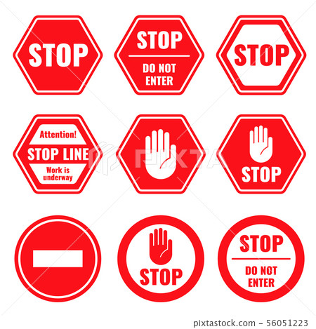 Traffic stop, restricted and dangerous vector signs isolated 56051223