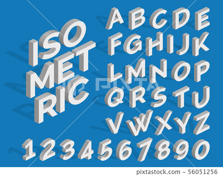 Vector isometric alphabet and numbers. Funky 3d font Vector isometric alphabet and numbers. Funky 3d font 56051256
