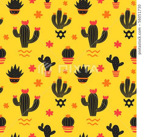 Cactus hand drawing style beauty seamless pattern 56051730