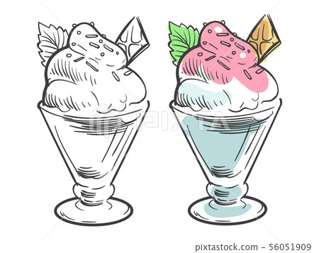Black and coloring ice cream sketch 56051909