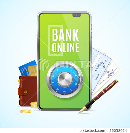 Realistic 3d Detailed Bank Online App Concept. Vector Realistic 3d Detailed Bank Online App Concept. Vector 56052014