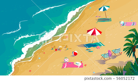 Summer vacation, sea and sand, tropical beach top view. Summer vacation, sea and sand, tropical beach top view. 56052172