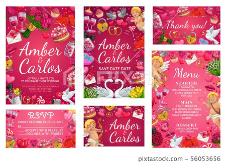 Wedding day party invitation, groom and bride name 56053656