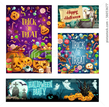 Halloween trick or treat party cartoon celebration 56053677