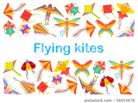 Kid cartoon kites animal, bird and butterfly shape 56053678