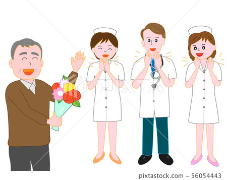 Medical staff to see off patients who leave the hospital 56054443