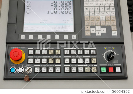 closeup of CNC machining center control panel closeup of CNC machining center control panel 56054592