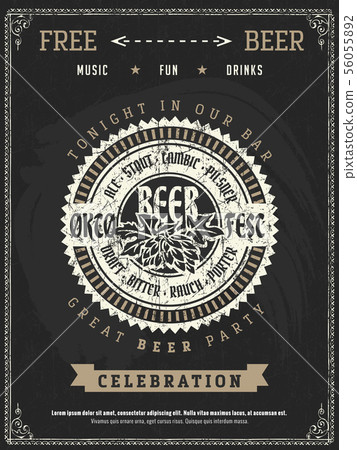 Retro vector poster of beer party Oktoberfest. Retro vector poster of beer party Oktoberfest. 56055892
