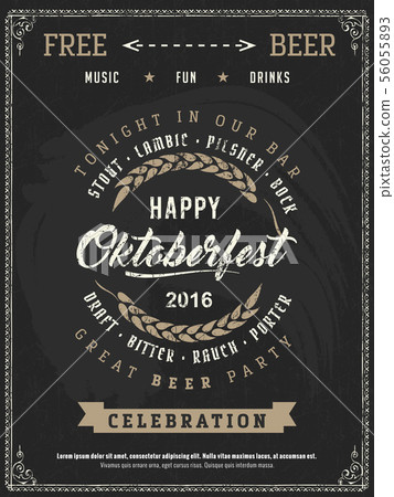Retro vector poster of beer party Oktoberfest.  56055893
