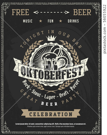 Retro vector poster of beer party Oktoberfest.  56055922