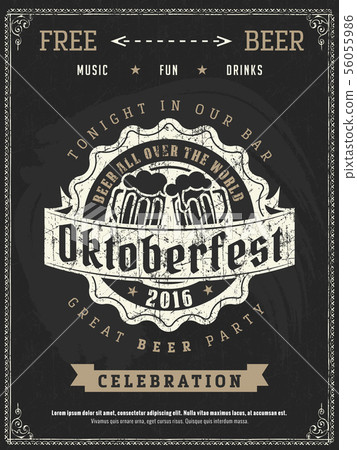 Retro vector poster of beer party Oktoberfest. Retro vector poster of beer party Oktoberfest. 56055986
