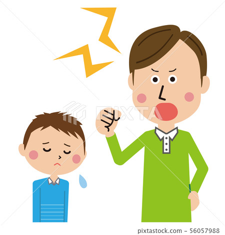 Pop Family Father Scolding His Son Stock Illustration