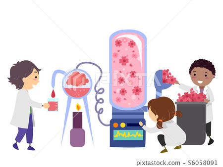 Stickman Kids Flower Color Extraction Illustration - Stock Illustration ...