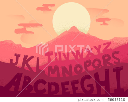 Alphabet Landscape Sun Illustration 56058118