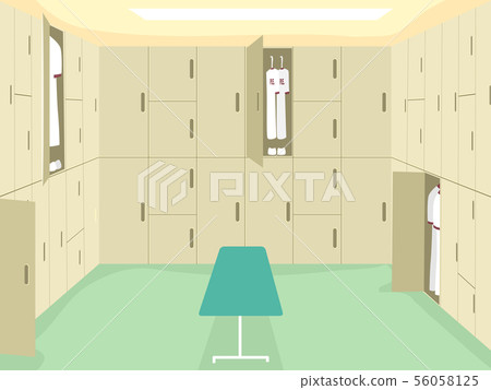 School Changing Room Interior Illustration 56058125