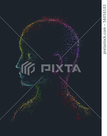 Pointillism Man Rainbow Side View Illustration Pointillism Man Rainbow Side View Illustration 56058183