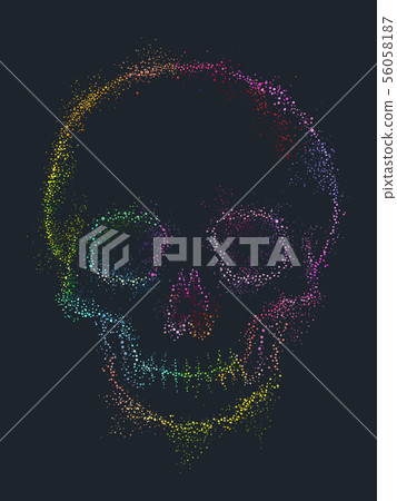 Pointillism Rainbow Skull Illustration Pointillism Rainbow Skull Illustration 56058187