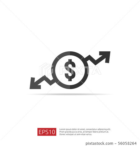 dollar increase decrease icon. Money symbol with - Stock Illustration ...