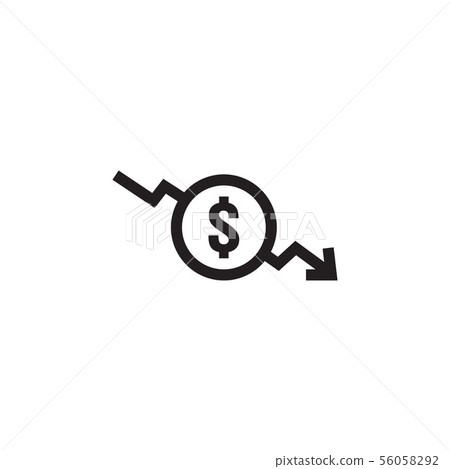 dollar decrease icon. Money symbol with arrow - Stock Illustration ...