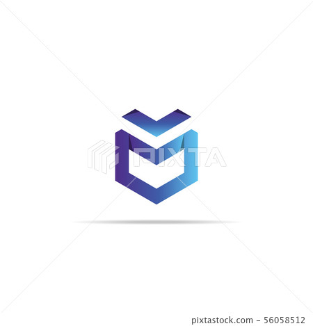 Abstract geometric letter M logo template with 56058512