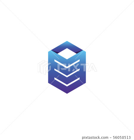 abstract tile stack cube symbol. pile box for 56058513