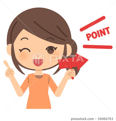 Woman point pointing smile - Stock Illustration [56060763] - PIXTA