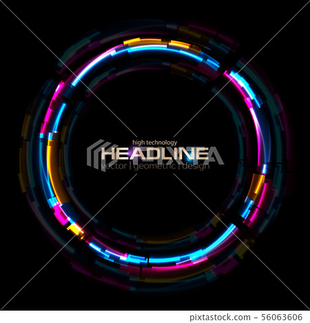 Abstract tech glowing neon circle background with - Stock Illustration  [56063606] - PIXTA