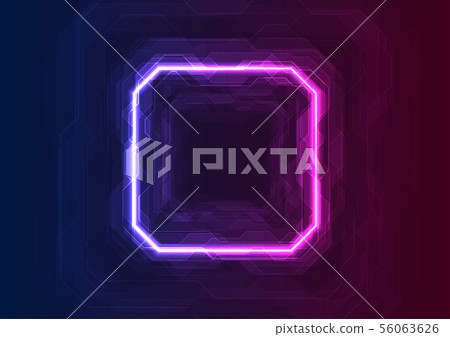 Blue purple neon abstract tech geometric - Stock Illustration [56063626 ...