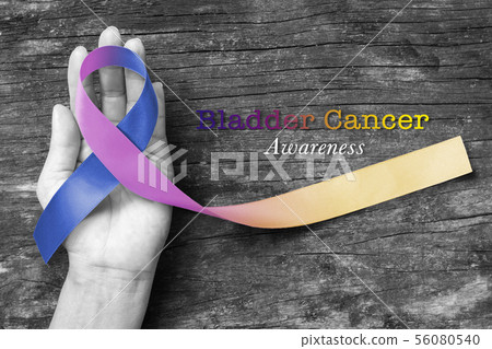 Bladder cancer awareness marigold blue purple bow 56080540