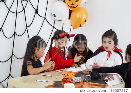 Cute halloween background kids costume Cute halloween background kids costume 56087517