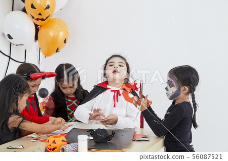 Cute halloween background kids costume Cute halloween background kids costume 56087521
