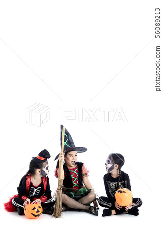 Halloween party with asian group children Halloween party with asian group children 56089213