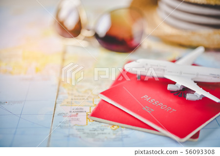 Passport placed on the map concept tourism Passport placed on the map concept tourism 56093308
