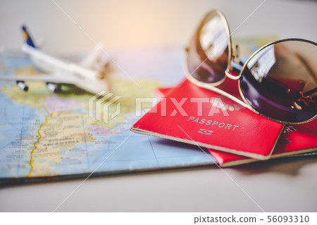Passport placed on the map concept tourism Passport placed on the map concept tourism 56093310