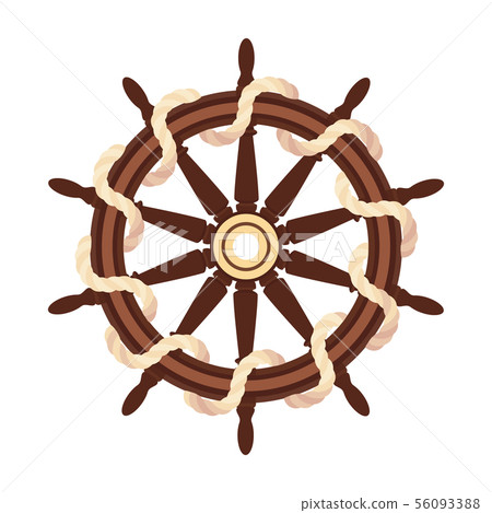 vector flat boat rope handwheel, ship wheel helm 56093388