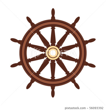 vector flat boat handwheel, ship wheel helm 56093392