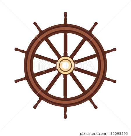 vector flat boat handwheel, ship wheel helm 56093393