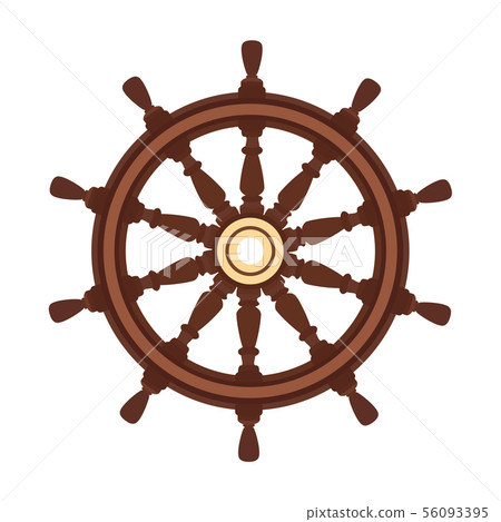 vector flat boat handwheel, ship wheel helm 56093395