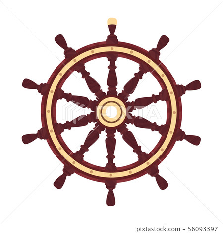vector flat boat handwheel, ship wheel helm 56093397