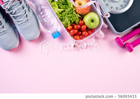 Healthy lifestyle, food and sport concept.  56093433