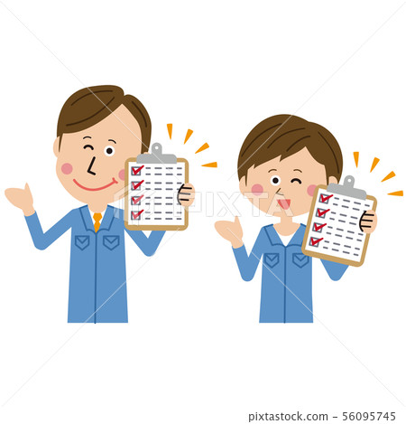 流行藍色制服工人的男人和女人清單 56095745